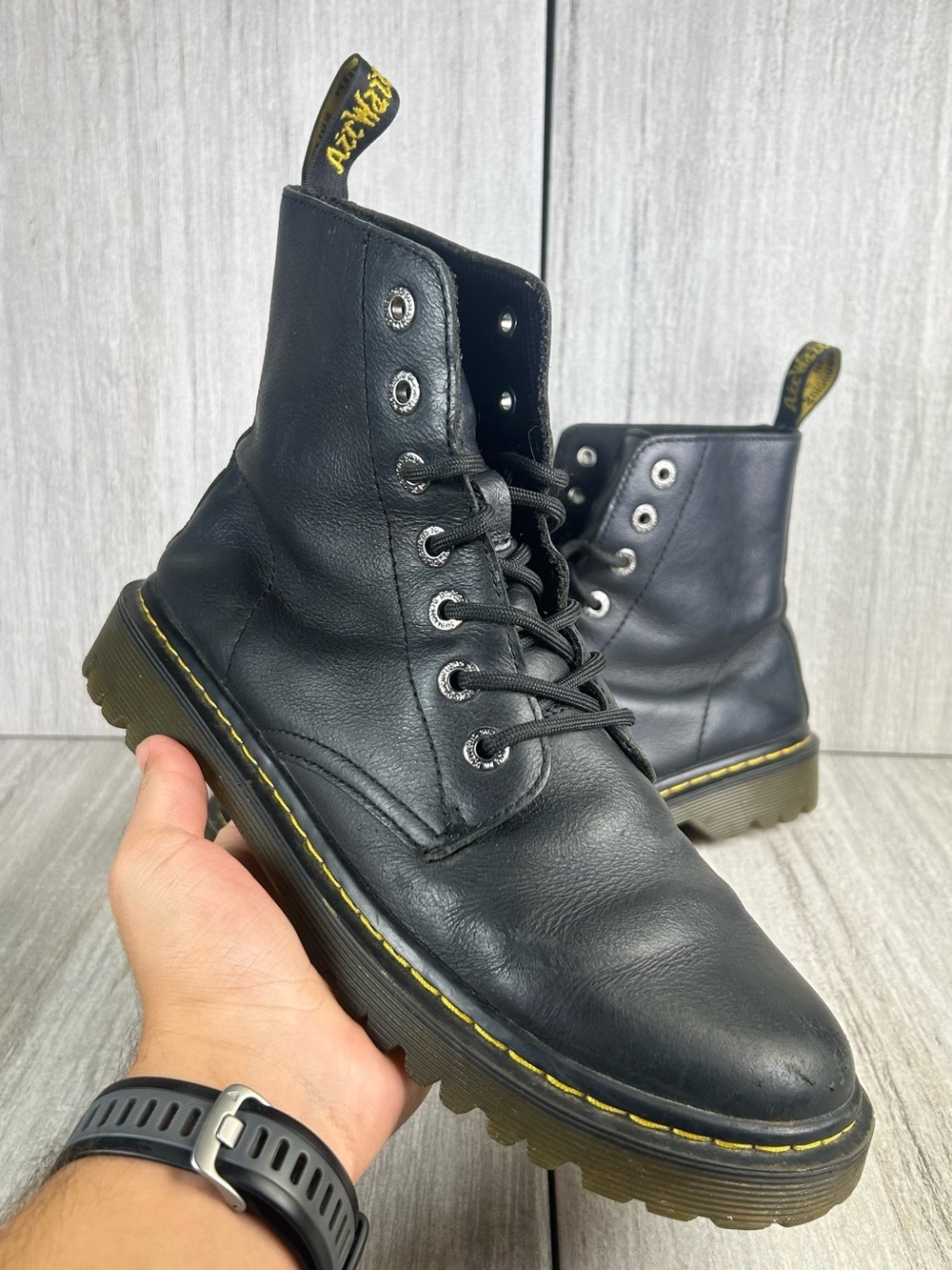 Dr. Martens Docs Luana Black Leather Lace Up Combat Ankle Boot Women’s Size 9
